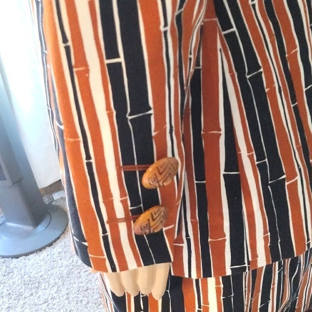 Vintage YSL Yves Saint Laurent Rive Gauche Striped Skirt and Blazer Suit Size 10 - Picture 15 of 16